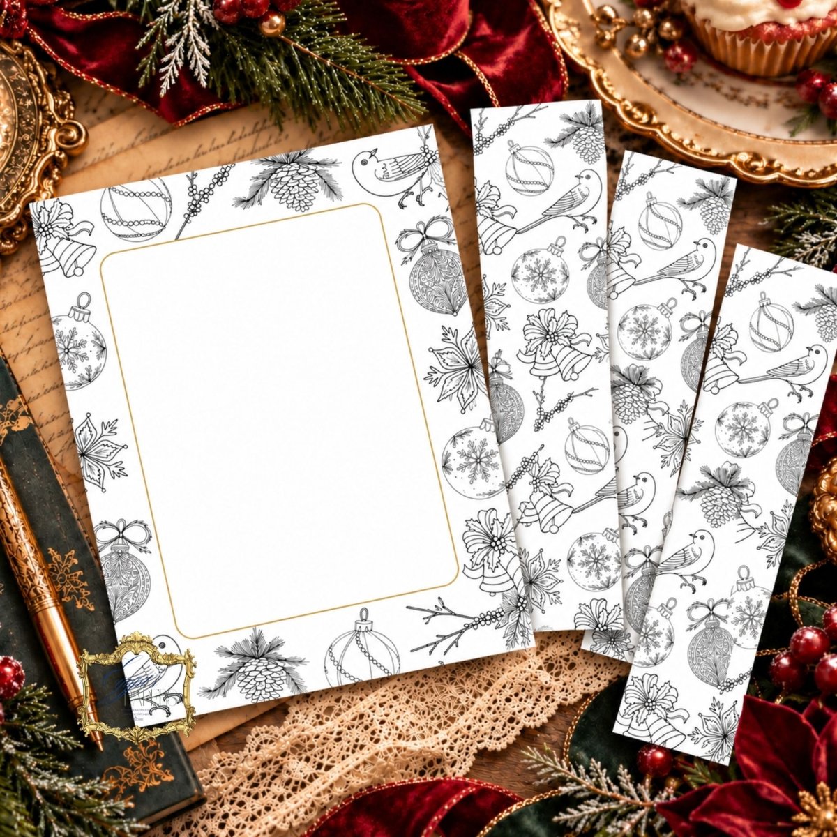 Decking the Halls - A Holiday Coloring Desk Tablet and Page Marker KitEgypt’s Paper, Decoupage and Layered Art